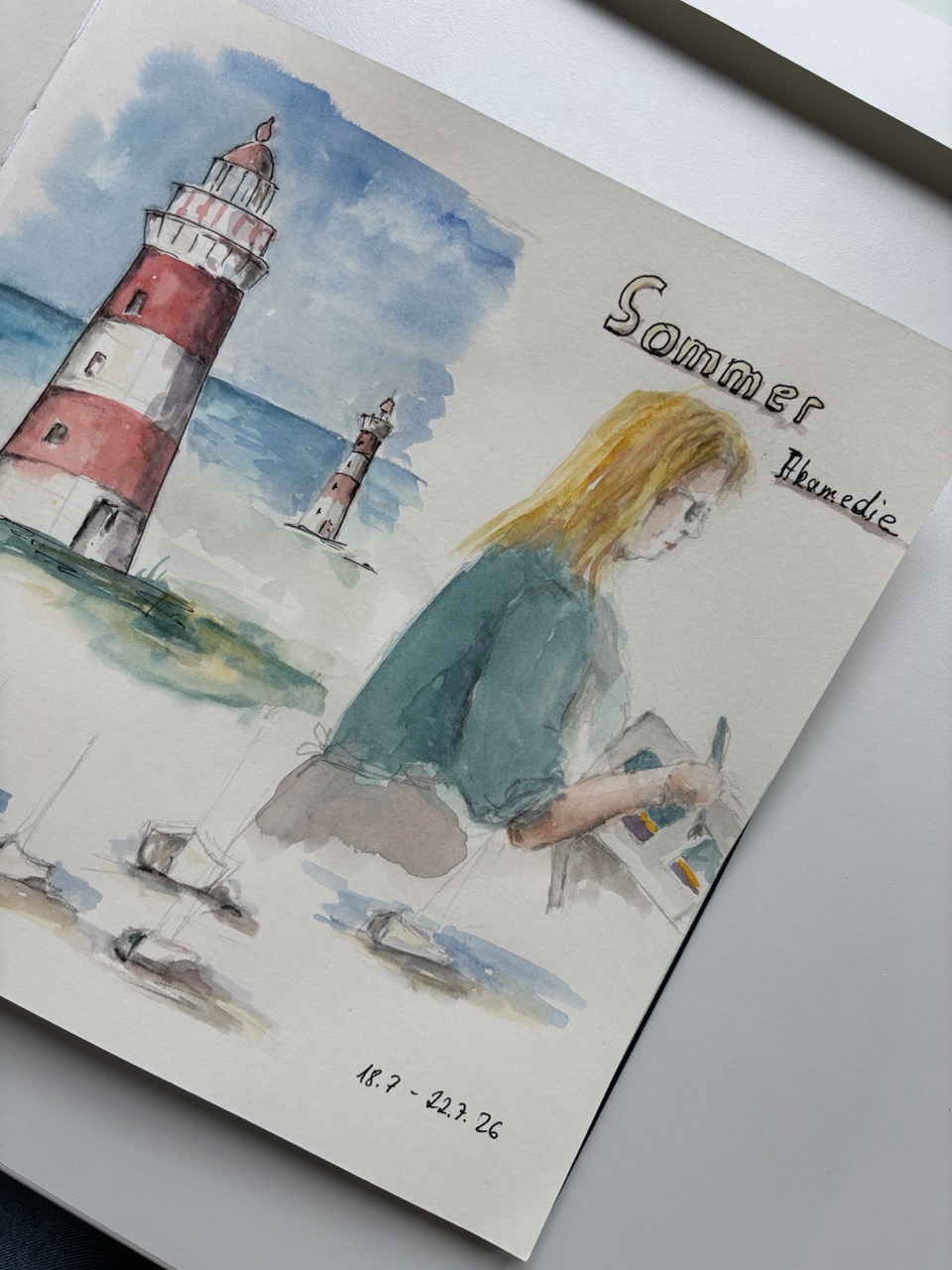 Festgehaltene Erinnerung der Sommerakademie in einem Sketchbuch xxx